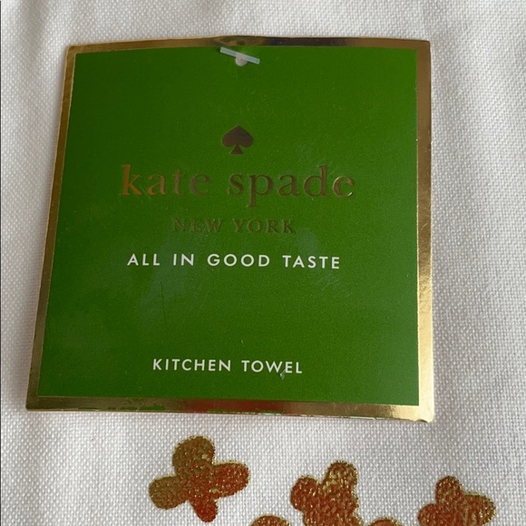 🎉HP🎉 Kate Spade Gold Foil Popcorn Dish Towels 2 ONE SET LEFT - Picture 2 of 5